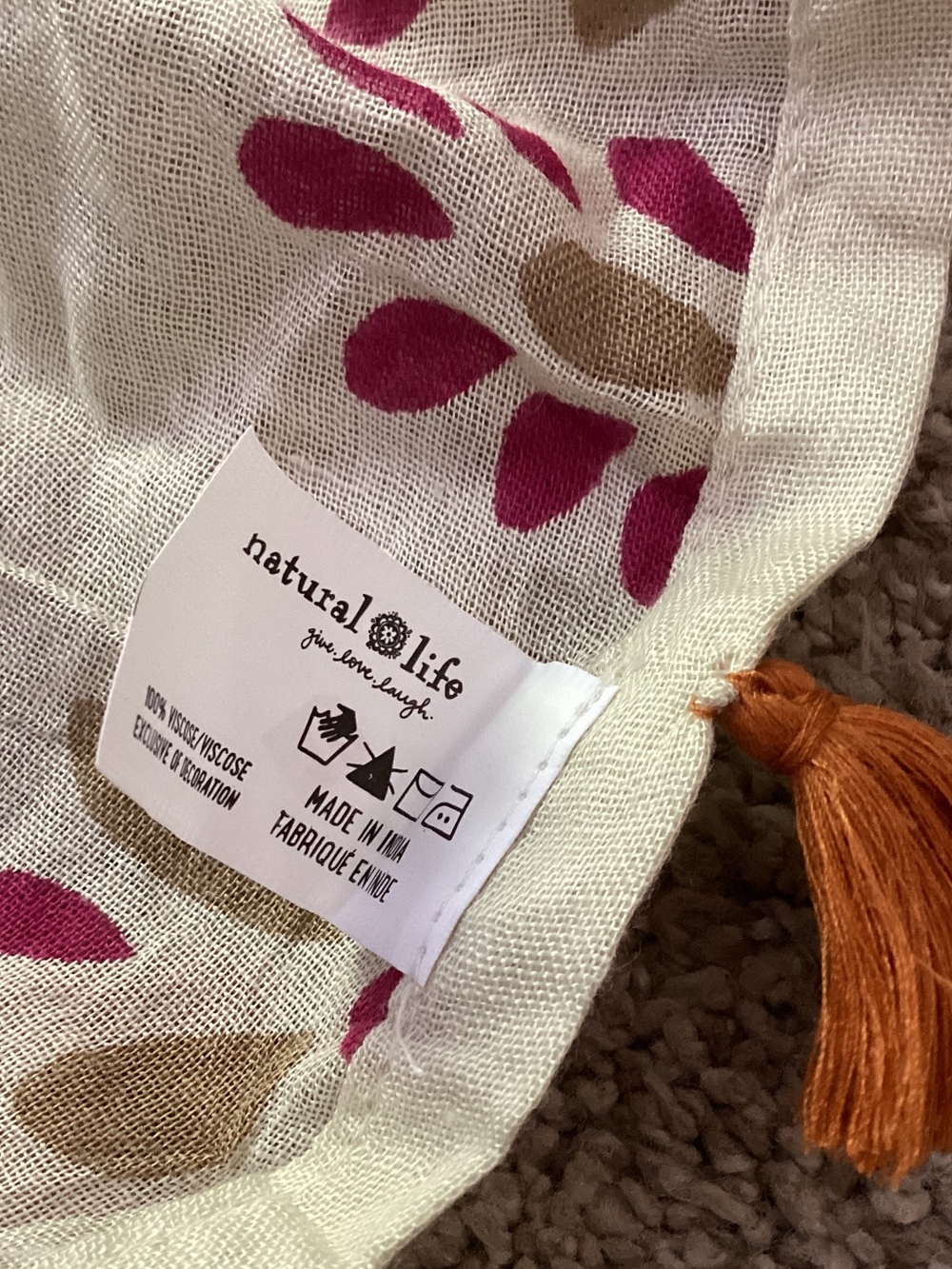 Natural life sheer curtain with tassels set of 2 - Picture 10 of 11